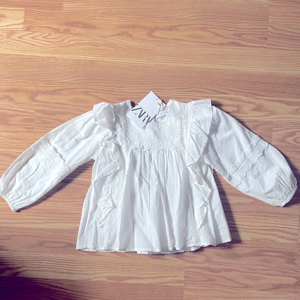 NWT Zara Toddler Girl White Blouse